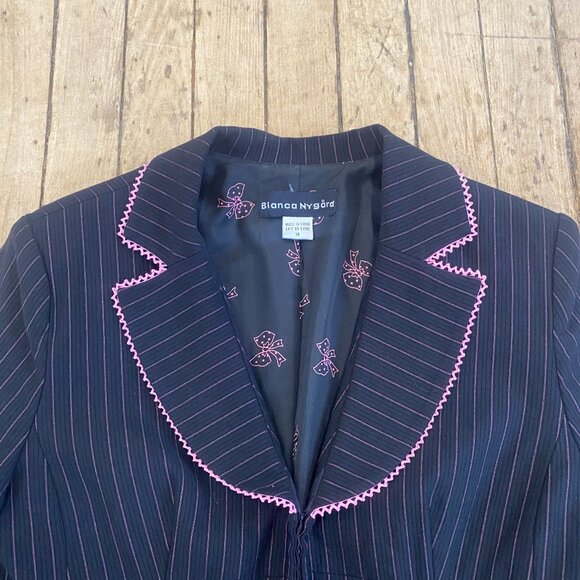 Y2K Pinstripe Blazer with Bow Details - Picture 11 of 15